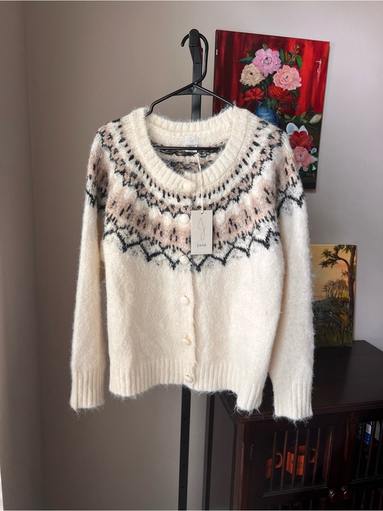 Joie Sweaters - Joie Cream Fair Isle Button-Front Cardigan